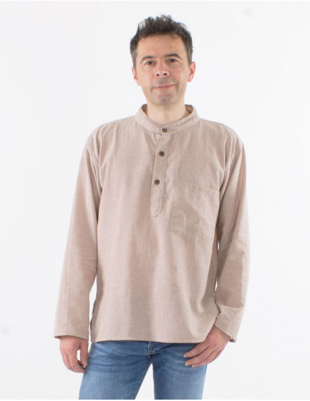Chemise homme coton manches longues naturel kurta