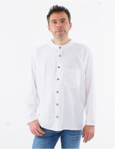 Chemise homme coton uni manches longues...