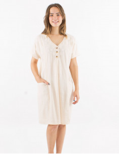 Robe 54% lin 46% viscose avec poches manches courtes 2