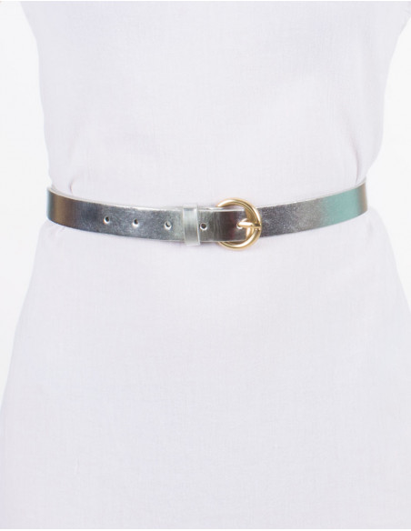 Ceinture polyuréthane unie boucle métal
