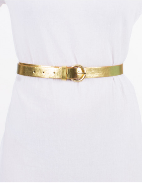 Ceinture polyuréthane unie boucle métal