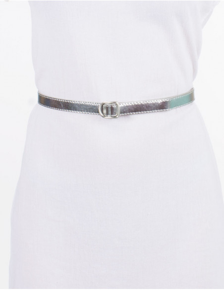 Ceinture polyuréthane unie boucle métal