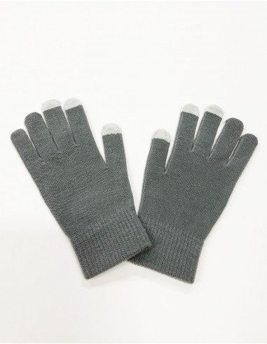 Par de guantes lisos de punto acrílico