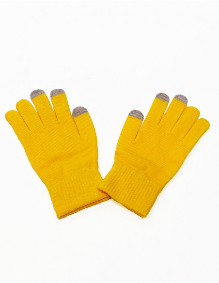 Paire de gants maille acrylique uni