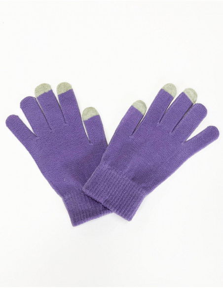 Par de guantes lisos de punto acrílico