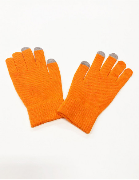 Par de guantes lisos de punto acrílico