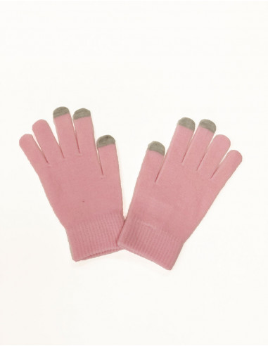 Par de guantes lisos de punto acrílico