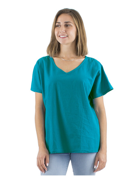 Chemisier coton uni manches courtes sw