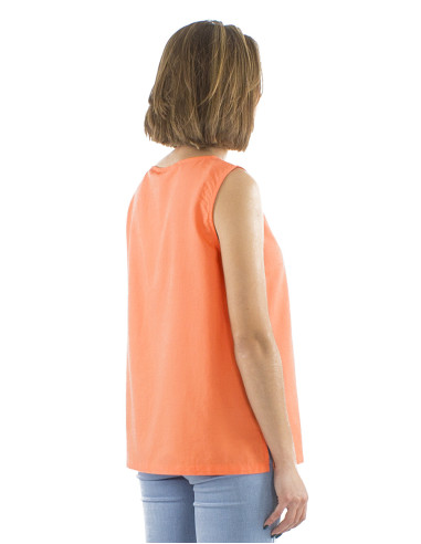 Top 54% lin 46% viscose débardeur 1 poche