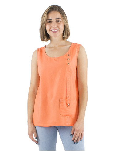 Top 54% lin 46% viscose débardeur 1 poche