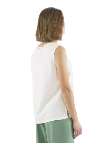 Top 54% lin 46% viscose débardeur 1 poche