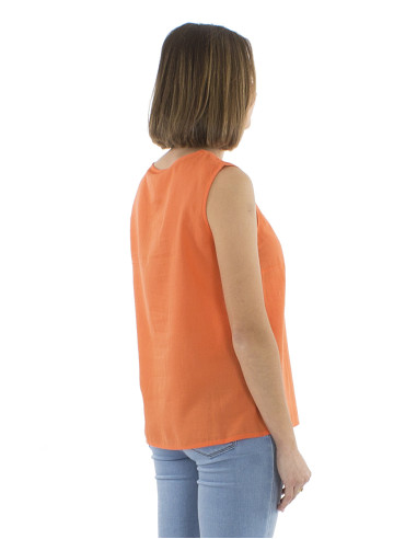 Chemisier coton mousse uni sans manches