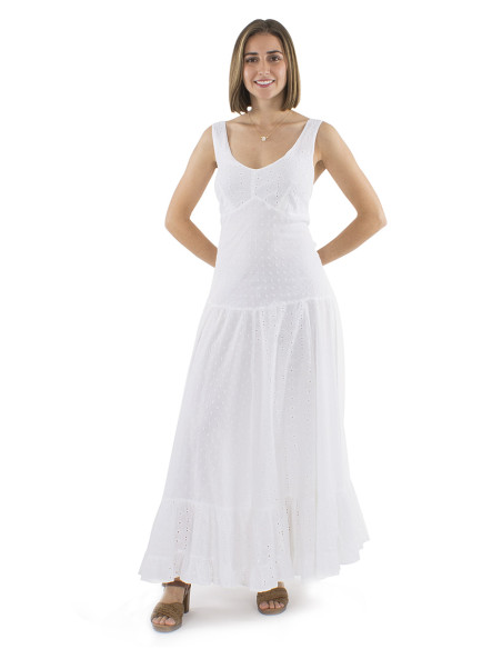 Robe coton blanc brodée princesse doublée