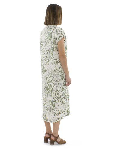 Robe 70% viscose 30% lin boutonnée 2 poches...