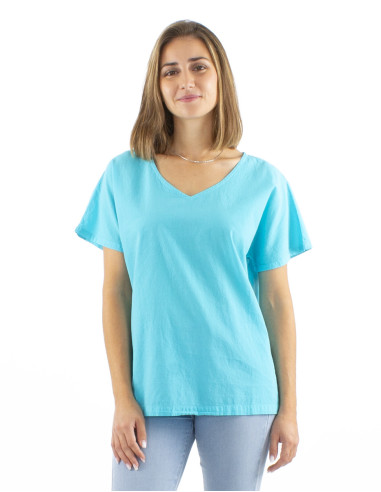 Chemisier coton uni manches courtes sw