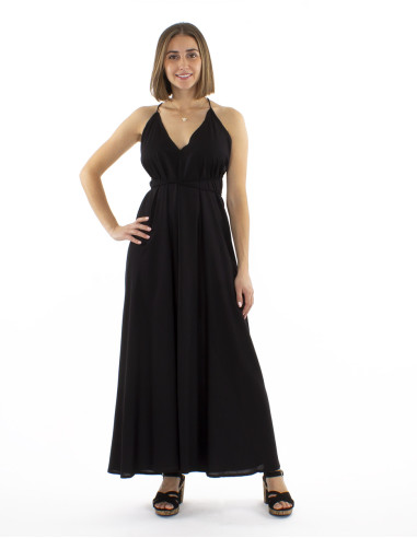 Robe viscose unie bretelles dos nu