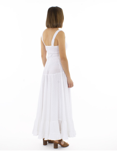 Robe coton blanc brodée princesse doublée