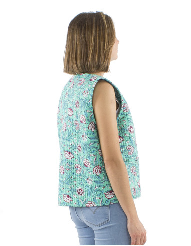 Gilet coton matelassé boutons rond poches