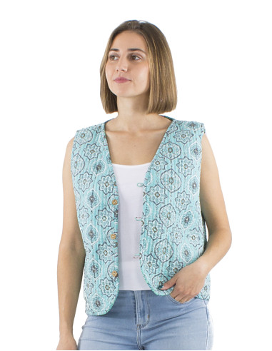 Gilet coton matelassé boutons rond poches