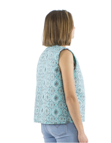 Gilet coton matelassé boutons rond poches