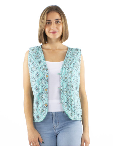Gilet coton matelassé boutons rond poches