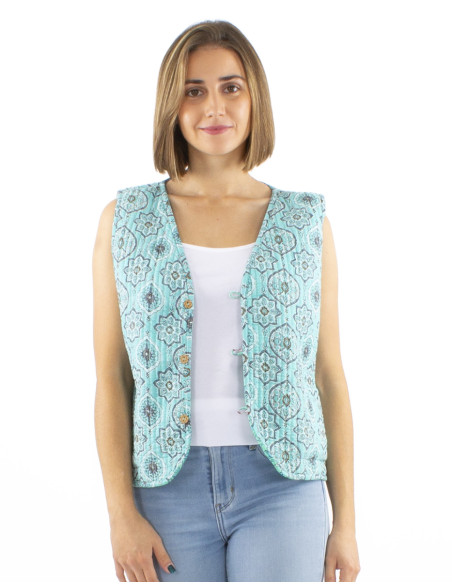 Gilet coton matelassé boutons rond poches