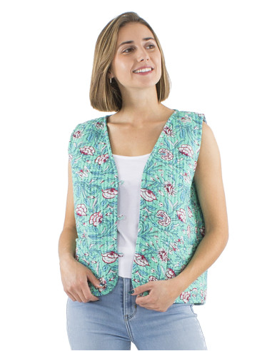 Gilet coton matelassé boutons rond poches
