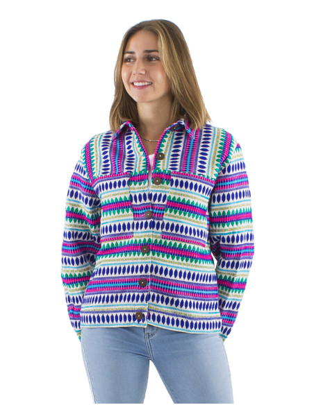 Veste 70% coton 28% acrylique 2% polyester fil métal Jacquard