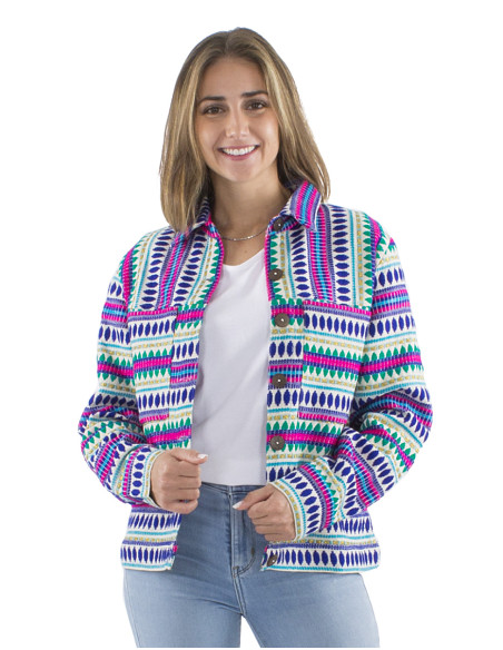 Veste 70% coton 28% acrylique 2% polyester fil métal Jacquard