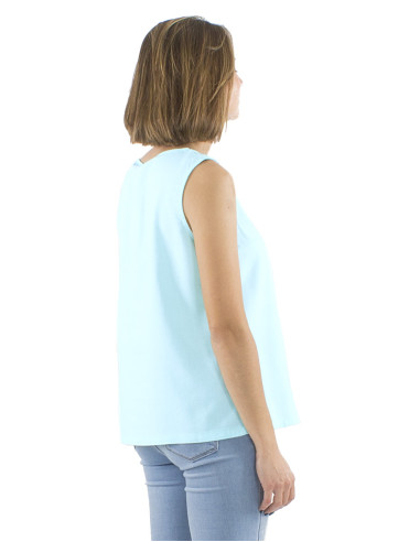 Top 54% lin 46% viscose débardeur 1 poche