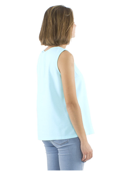 Top 54% lin 46% viscose débardeur 1 poche