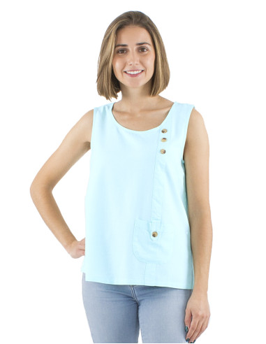 Top 54% lin 46% viscose débardeur 1 poche