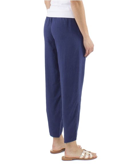Pantalon 54% lino 46% viscosa 2 bolsillos cintura elastica