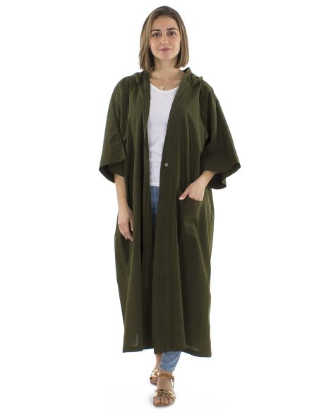 Veste coton uni capuche sw