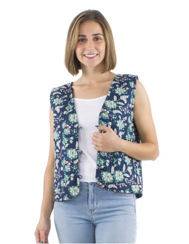 Gilet coton matelassé boutons rond poches