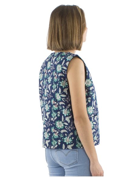 Gilet coton matelassé boutons rond poches