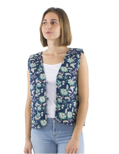 Gilet coton matelassé boutons rond poches
