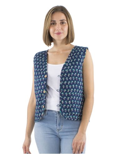Gilet coton matelassé boutons rond poches