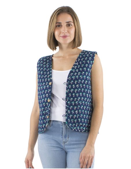 Gilet coton matelassé boutons rond poches