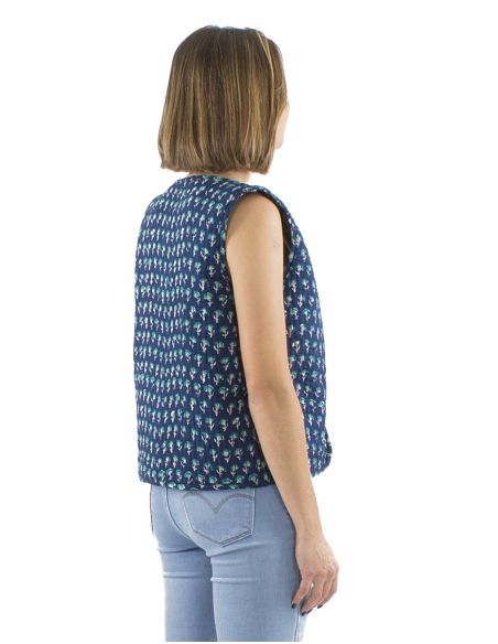 Gilet coton matelassé boutons rond poches