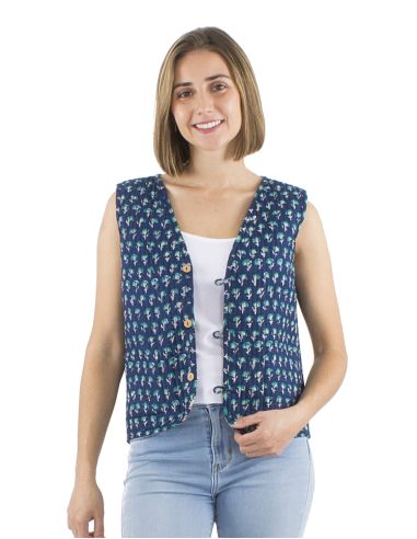 Gilet coton matelassé boutons rond poches
