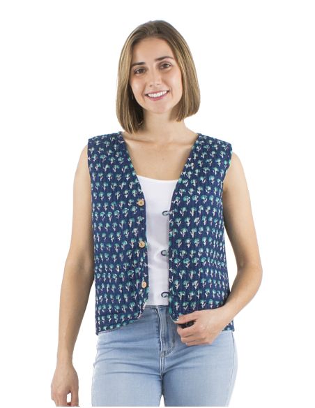 Gilet coton matelassé boutons rond poches