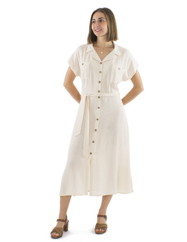 Robe longue 91% viscose 9% lin boutonnée 2...