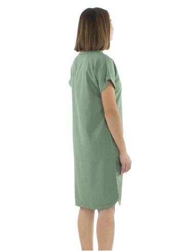Robe 54% lin 46% viscose col manches courtes