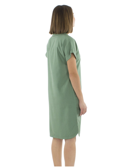 Robe 54% lin 46% viscose col manches courtes