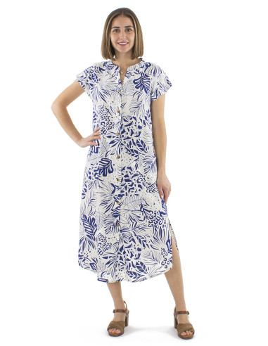 Robe 70% viscose 30% lin boutonnée 2 poches...