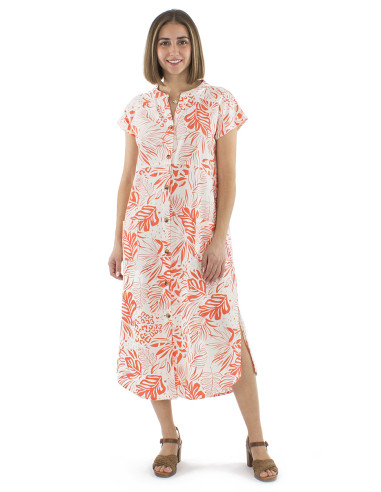 Robe 70% viscose 30% lin boutonnée 2 poches...