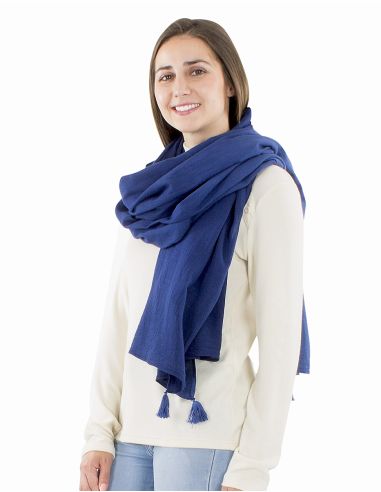 Châle coton épais pompons twill dégradé Tie and Dye