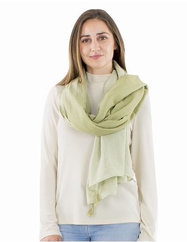 Châle coton épais pompons twill dégradé Tie and Dye