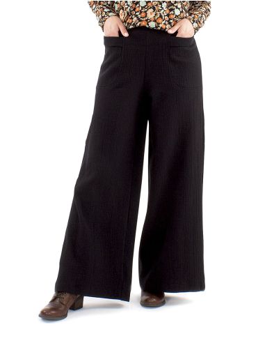 Pantalon velours polyester pli ceinture bas large